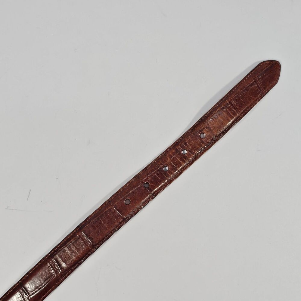 Martin Dingman Men 36 Alligator Grain Calfskin Belt Solid Brass Buckle Brown USA - Picture 5 of 7